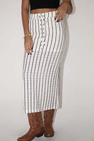 Textured Knit Stripe Skirt