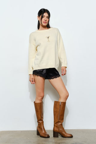 Sora Martini Beaded Sweater