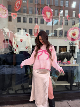 Pale Pink Bow Sweater