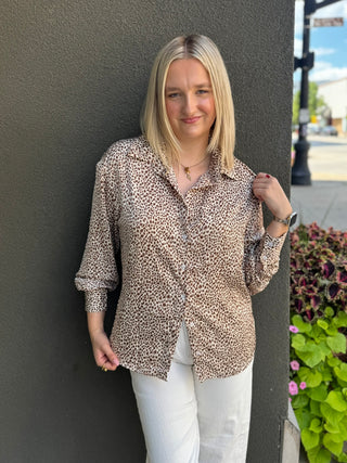 Cheetah-licious Satin Blouse
