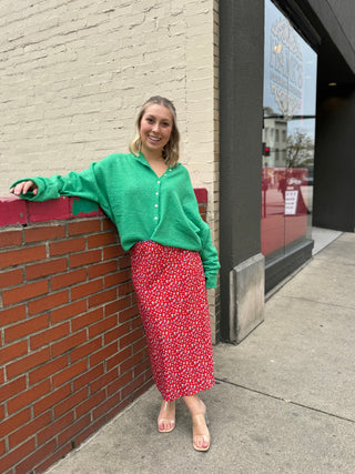 Red Floral Skirt