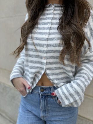 Striped Button Down Cardi