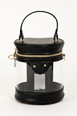 Clear Faux Leather Bucket Bag
