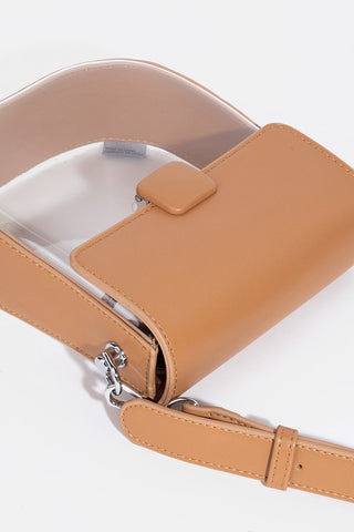 Clear Faux Leather Crossbody Bag