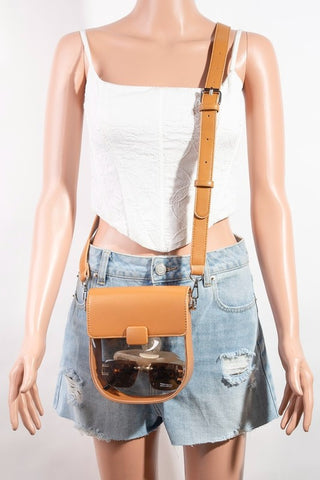 Clear Faux Leather Crossbody Bag