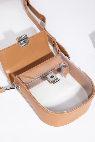 Clear Faux Leather Crossbody Bag