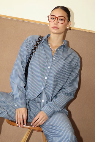 Midnight Pinstriped Button-Up