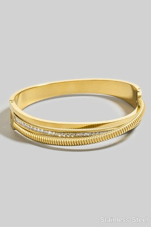 Pave & Rope Style Cuff Bracelet