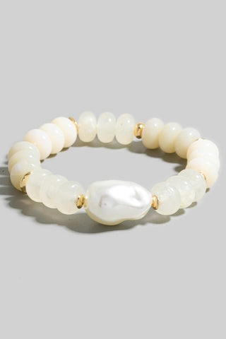 Oblong Pearl Beaded Bracelet