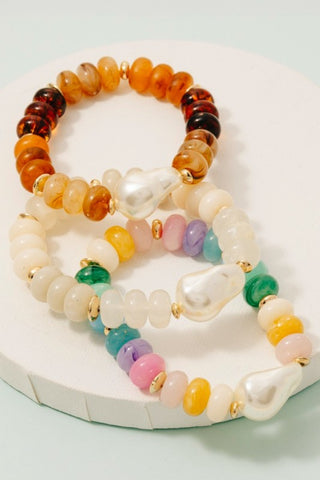 Oblong Pearl Beaded Bracelet