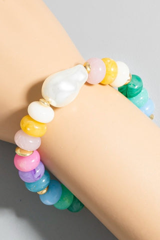 Oblong Pearl Beaded Bracelet