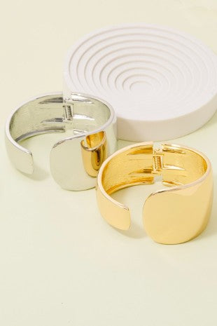 Smooth Silver Hinged Cuff