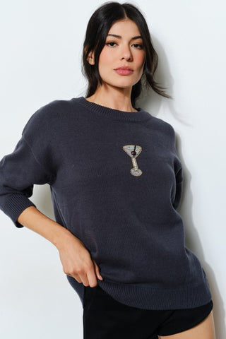 Sora Martini Beaded Sweater