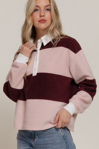 Fleece Rugby Striped Top