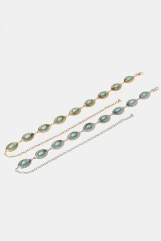 Western Floral Turquoise Chain Belt