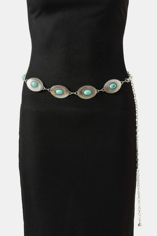 Western Floral Turquoise Chain Belt
