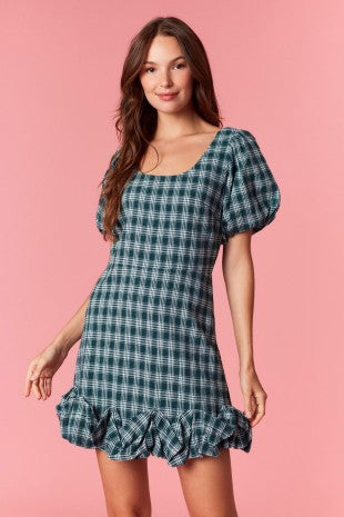 Nostalgic Forest Plaid Mini Dress