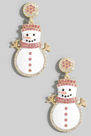 Snowman Enamel & Rhinestone Earrings