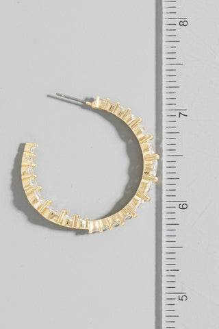 Round Rhinestone Hoop Earrings