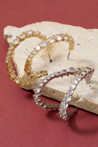 Round Rhinestone Hoop Earrings