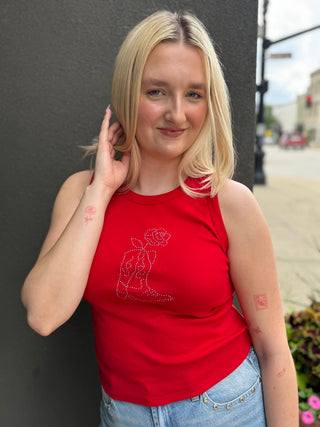 Boot and Rose Tank Top