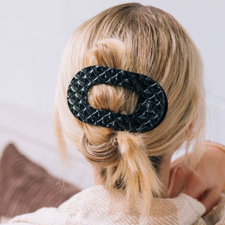 Quilted Round Flat Hair Clip - Large