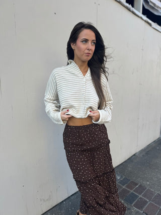 Brown Floral Maxi Skirt