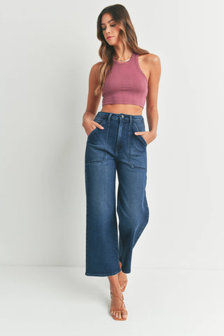 Dark Cargo Pocket Wide Leg