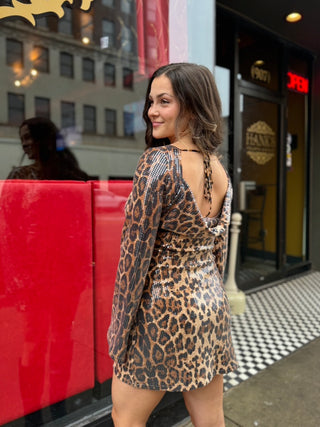 Leopard Sequin Mini Dress