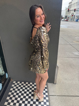 Gold Disco Sequin Dress