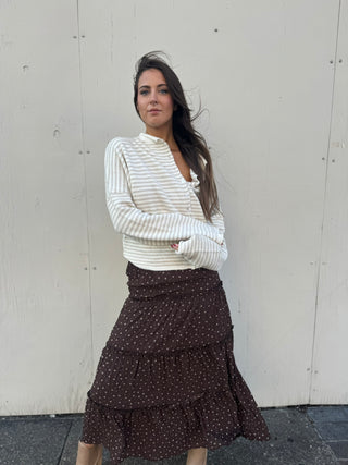 Brown Floral Maxi Skirt