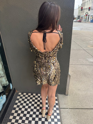 Gold Disco Sequin Dress