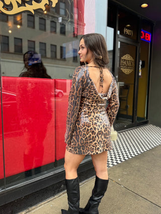 Leopard Sequin Mini Dress