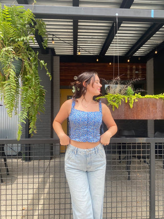 French Blue Corset Top