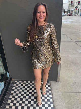 Gold Disco Sequin Dress