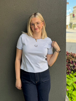 Dusty Blue Horseshoe Tee