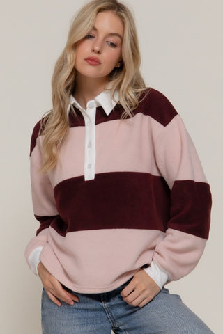 Fleece Rugby Striped Top