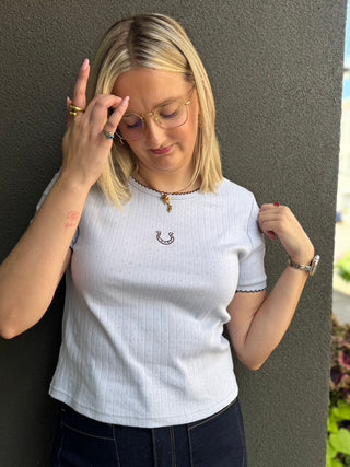 Dusty Blue Horseshoe Tee