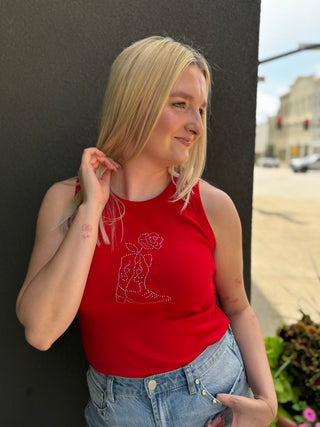 Boot and Rose Tank Top