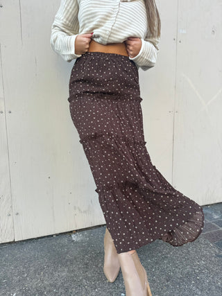 Brown Floral Maxi Skirt