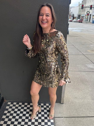 Gold Disco Sequin Dress