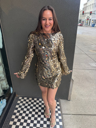 Gold Disco Sequin Dress