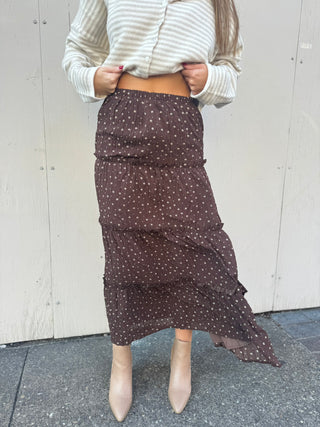 Brown Floral Maxi Skirt