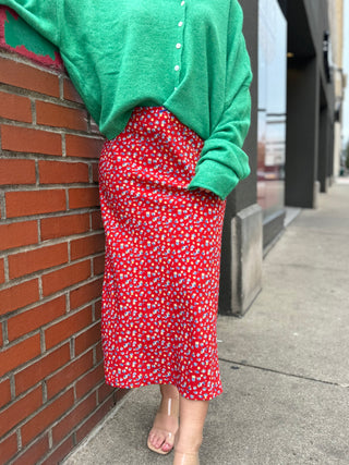 Red Floral Skirt