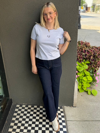 Dusty Blue Horseshoe Tee