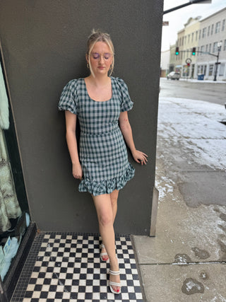 Nostalgic Forest Plaid Mini Dress
