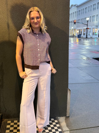 Striped Sleeveless Piper Cardi