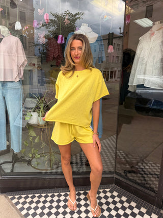 Lime Pointelle Knit Top