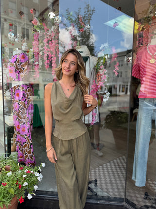 Olive Twist Halter Top