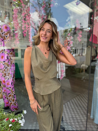 Olive Twist Halter Top